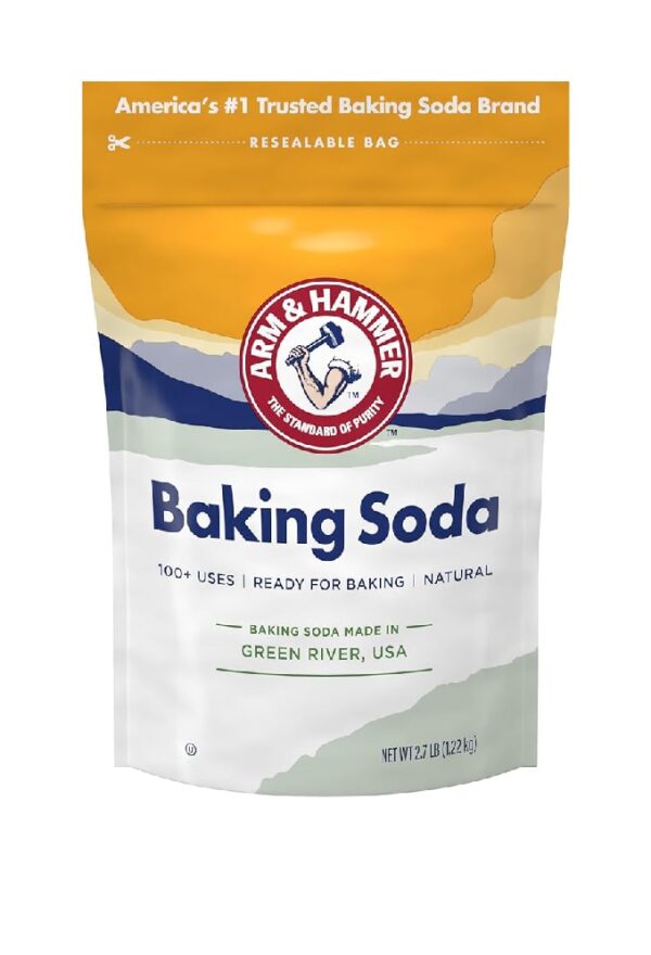 ARM & HAMMER Baking Soda Made in USA, Ideal for Baking, Pure & Natural, 2.7lb Bag