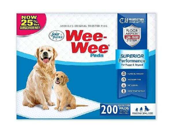 Four Paws Wee-Wee Superior Performance Pee Pads for Dogs - Dog & Puppy Pads for Potty Training - Dog Housebreaking & Puppy Supplies - 22" x 23"