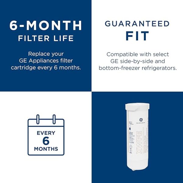 GE XWFE Refrigerator Water Filter | Certified to Reduce Lead, Sulfur, and 50+ Other Impurities | Replace Every 6 Months for Best Results | Pack of 1 - Image 5