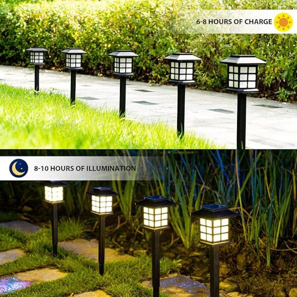 GIGALUMI Solar Outdoor Lights,12 Pack LED Solar Lights Outdoor Waterproof, Solar Walkway Lights Maintain 10 Hours of Lighting for Your Garden, Landscape, Path, Yard, Patio, Driveway - Image 4