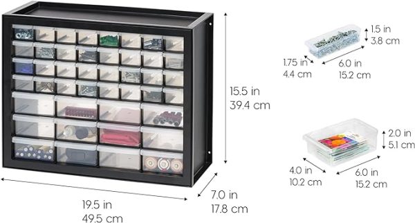 RIS USA 44 Drawer Stackable Storage Cabinet for Hardware Parts Crafts - Image 4