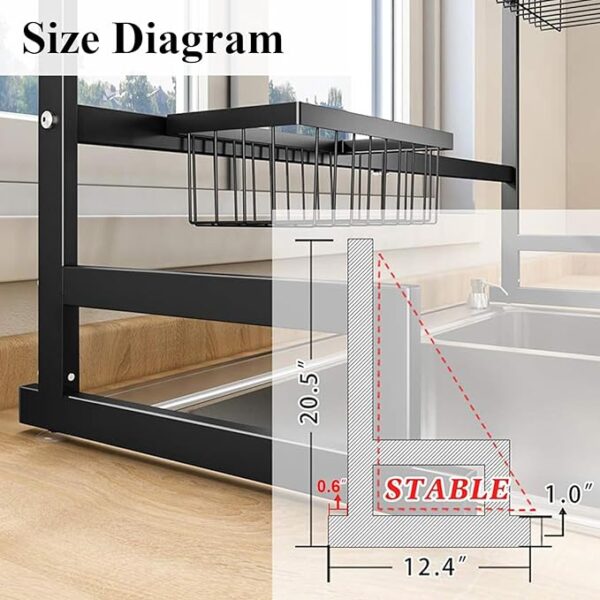 ULG Over The Sink Dish Drying Rack, 3 Tier Stainless Steel Length Adjustable - Image 4