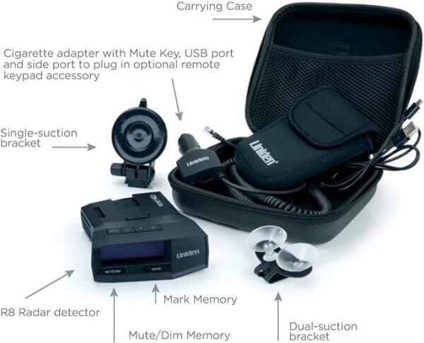 UNIDEN R8 Extreme Long-Range Radar/Laser Detector, Dual-Antennas Front & Rear Detection w/Directional Arrows - Image 5