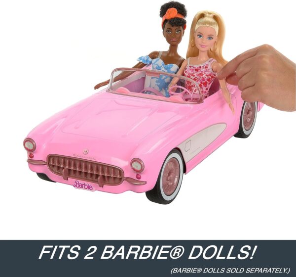 Hot Wheels Barbie RC Corvette from Barbie the Movie, Full-Function Remote-Control Toy Car Holds 2 Barbie Dolls - Image 2