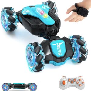 Full Page Remote Control Car, Gesture Sensing RC Stunt Car 360° Rotating 4WD 2.4Ghz RC Cars Hand Controlled Car with Cool Music and Light, RC Cars for Boys and Girls Birthday Gifts