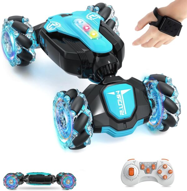 Full Page Remote Control Car, Gesture Sensing RC Stunt Car 360° Rotating 4WD 2.4Ghz RC Cars Hand Controlled Car with Cool Music and Light, RC Cars for Boys and Girls Birthday Gifts