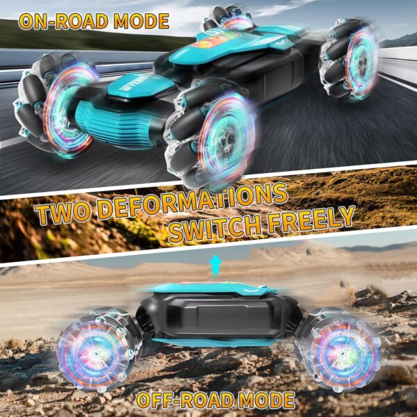 Full Page Remote Control Car, Gesture Sensing RC Stunt Car 360° Rotating 4WD 2.4Ghz RC Cars Hand Controlled Car with Cool Music and Light, RC Cars for Boys and Girls Birthday Gifts - Image 6