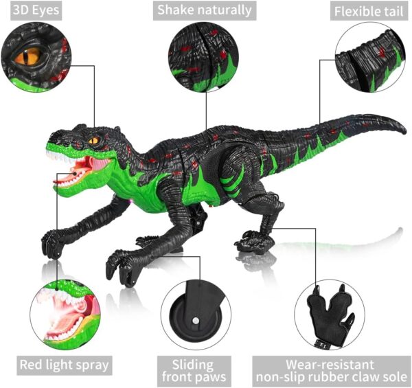 Remote Control Dinosaur Gift Toy for Boys Kids 3 4 5 6 7 Years, Electric Walking Dinosaur Figure for Boys Girls 6-12, Rechargeable RC Dinosaur Robot with Simulation Fire Breathing Birthday Gift - Image 6