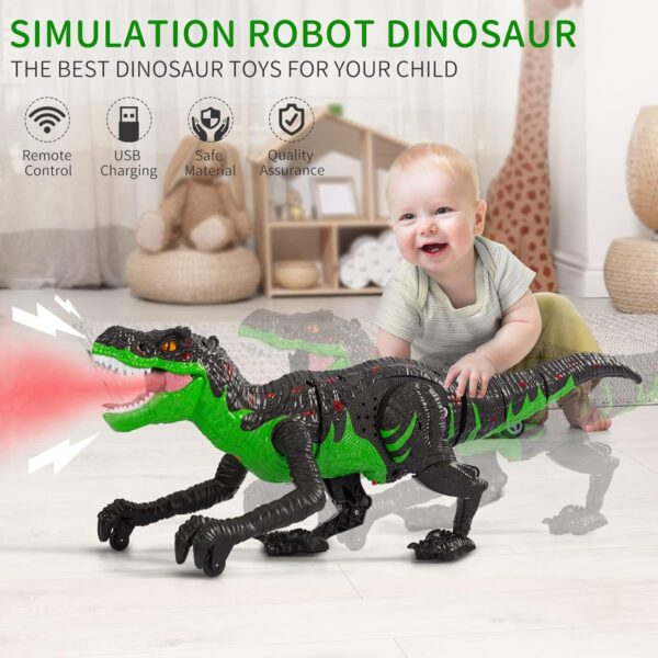 Remote Control Dinosaur Gift Toy for Boys Kids 3 4 5 6 7 Years, Electric Walking Dinosaur Figure for Boys Girls 6-12, Rechargeable RC Dinosaur Robot with Simulation Fire Breathing Birthday Gift - Image 3