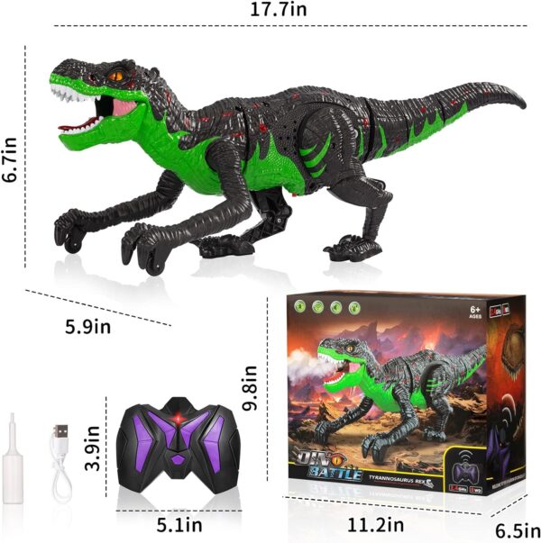 Remote Control Dinosaur Gift Toy for Boys Kids 3 4 5 6 7 Years, Electric Walking Dinosaur Figure for Boys Girls 6-12, Rechargeable RC Dinosaur Robot with Simulation Fire Breathing Birthday Gift - Image 2