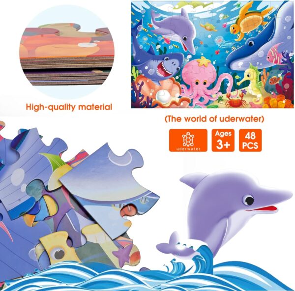 Jumbo Floor Puzzle for Kids Underwater Jigsaw Large Puzzles 48 Piece for Toddler Children Learning Preschool Educational Intellectual Development Toys 3-5 4-8 Years Old Gift for Boys and Girls - Image 5