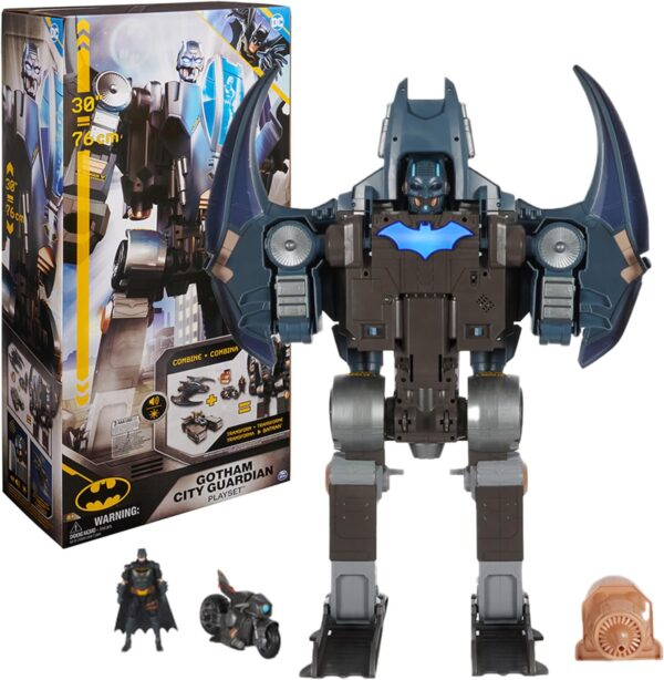 DC Comics Batman, Gotham City Guardian Playset, 4-in-1 Transformation, Batman Figure, Lights & 40+ Sounds, Kids Toy for Boys & Girls Ages 5+