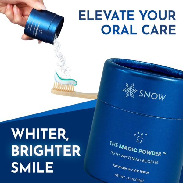 Snow Teeth Whitening Magic Powder - Teeth Whitening Kit Supplement, Adds Whitening Effects to Any Toothpaste, Oral Care Product with Calcium Carbonate for White Teeth, Lavender & Mint Flavor, 1.2-oz - Image 3