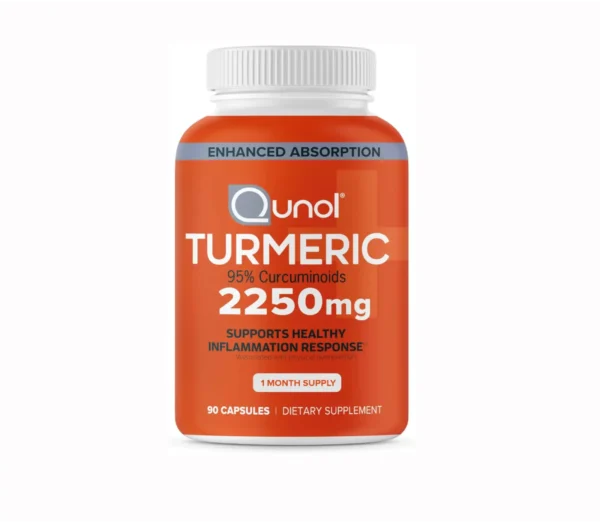 Qunol Turmeric Curcumin with Black Pepper, 2250mg Turmeric Extract with 95% Curcuminoids, Extra Strength Turmeric Supplement, Enhanced Absorption, Joint Support Supplement, 90 Vegetarian Capsules