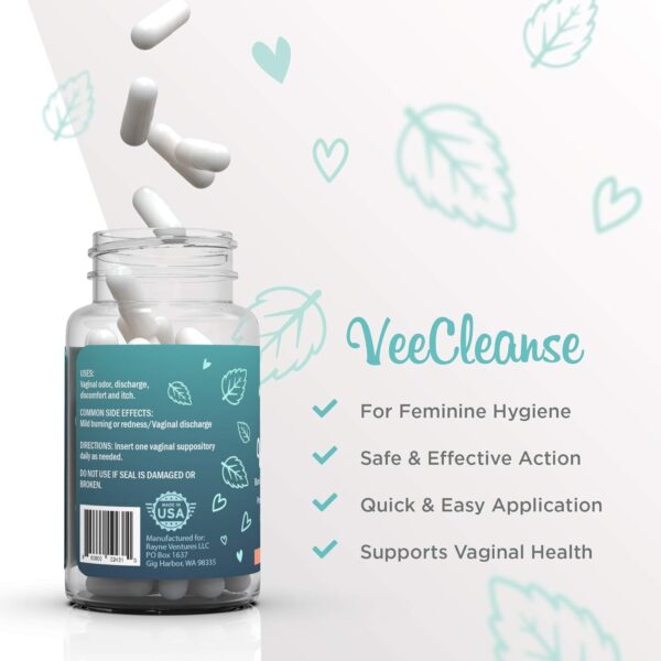 VeeFresh - VeeCleanse Boric Acid Vaginal Suppositories + Suppository Applicator - Vaginal pH Balance Suppositories - Vaginal Odor Control - Feel Fresh, Feminine and Confident - Image 4